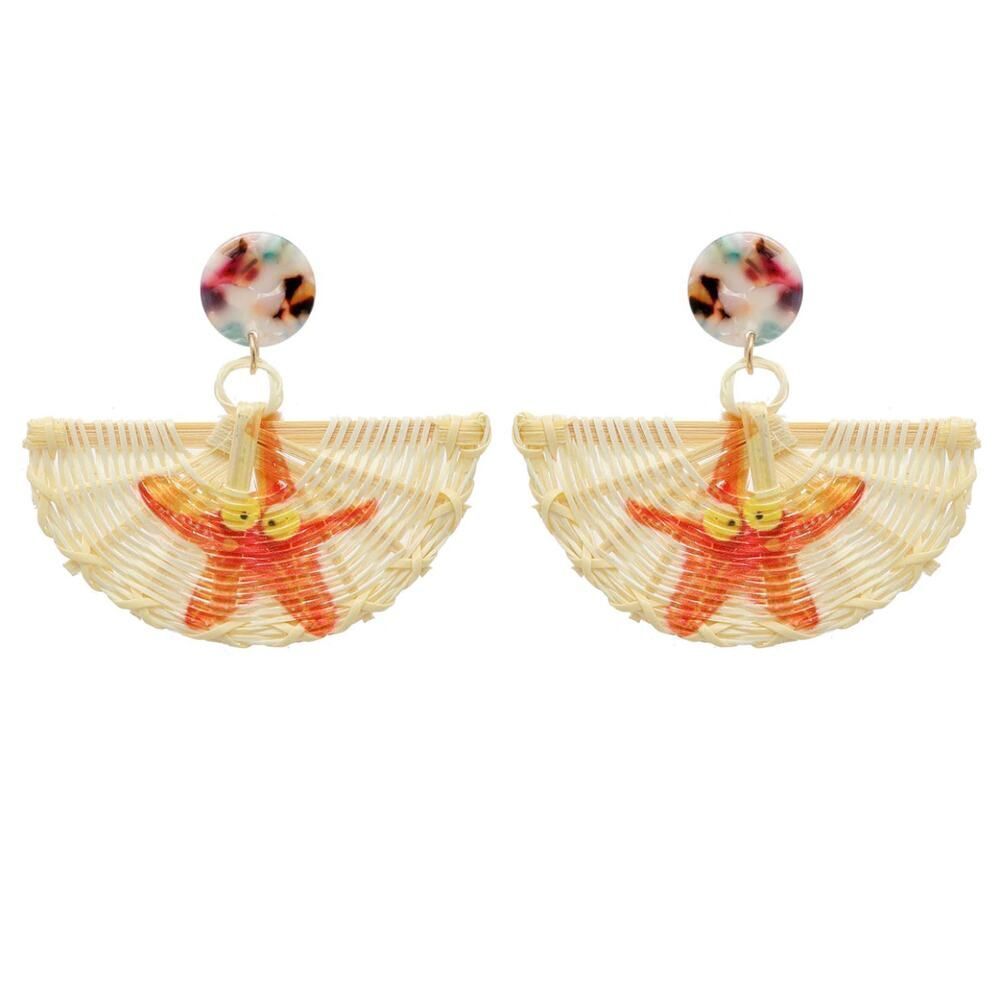 Amrita Singh Resin & Woven Rattan Starfish Fan Earring